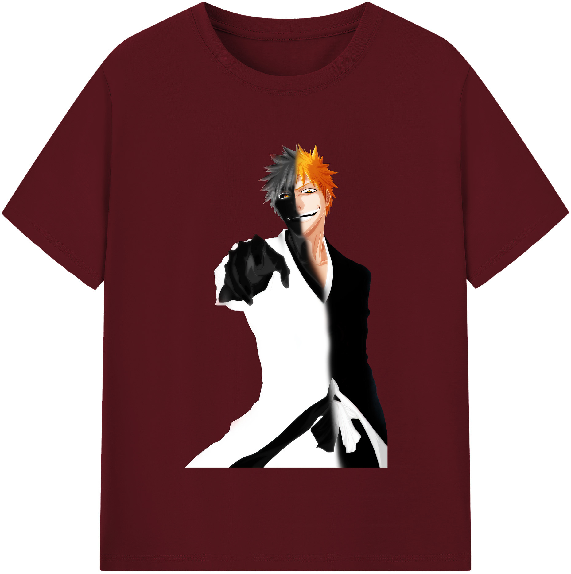 （画像用） ブリーチ 黒崎一護（くろさき いちご）BLEACH Kurosaki Ichigo 綿100％半袖Tシャツ（フロントプリント）